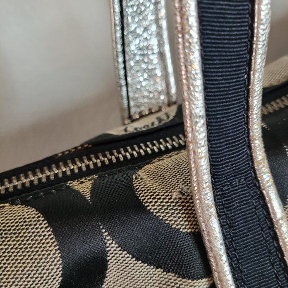 Coach Poppy  Black And Gray Op Art Glam Tote Shoulder Bag - Picture 5 of 15